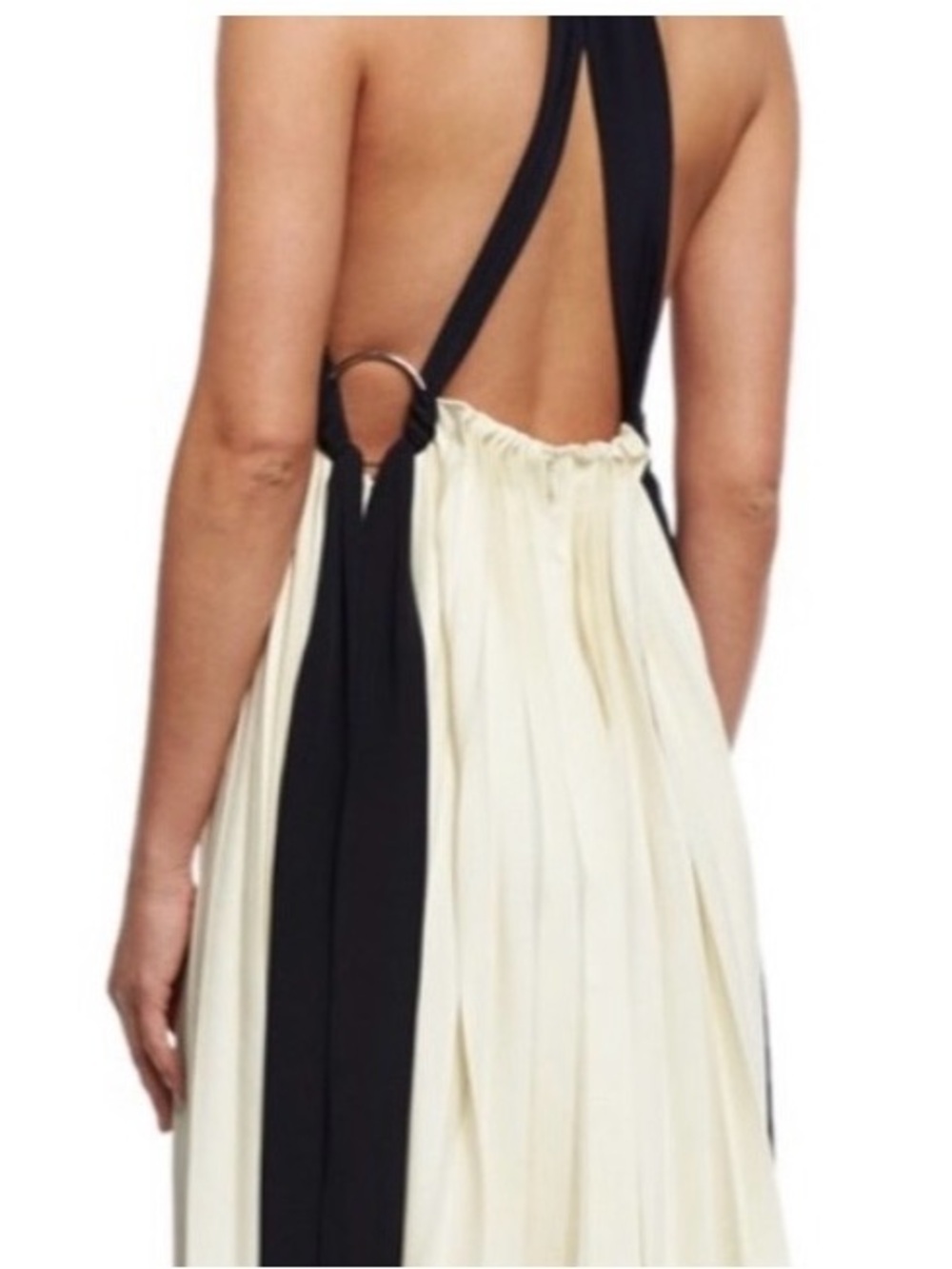 3.1 Phillip Lim Ivory Pleated Dress with Black Accents